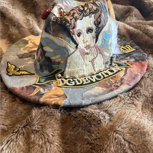 Denim Fedora with Angel Design